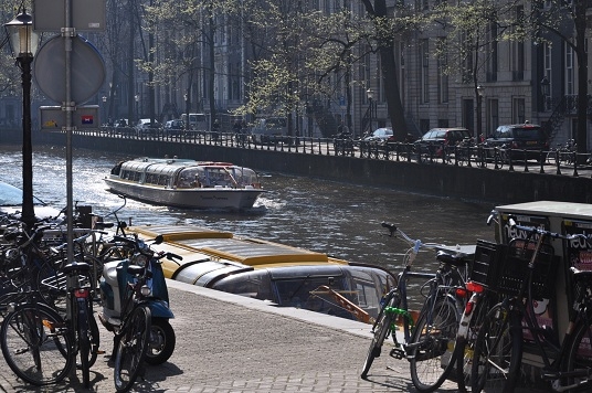 boat + bikes in amsterdam