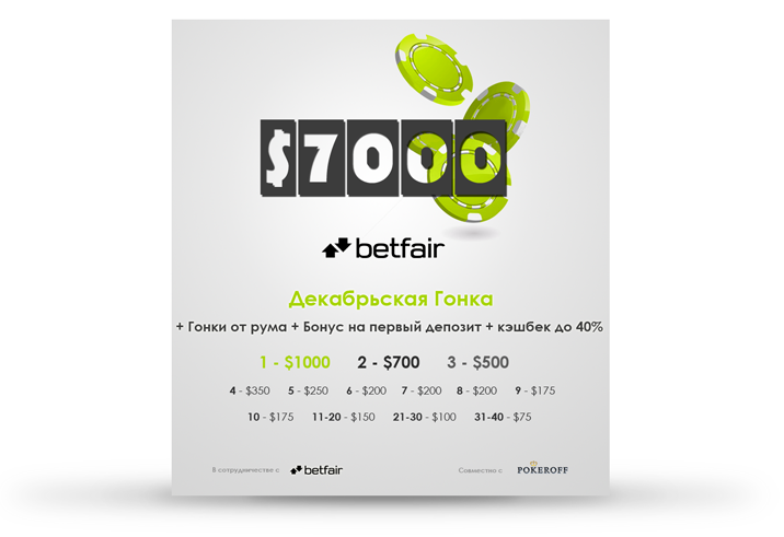 Гонка $7000 для наших игроков + десятки интересных акций от Betfair 1